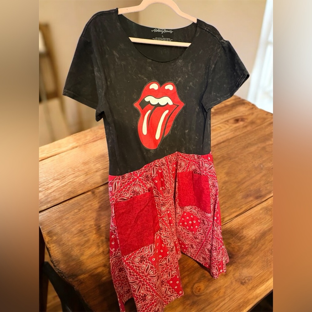 Up Cycled  Rolling Stones T shirt dress. Size large but fits up to 2X